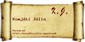 Komjáti Júlia névjegykártya